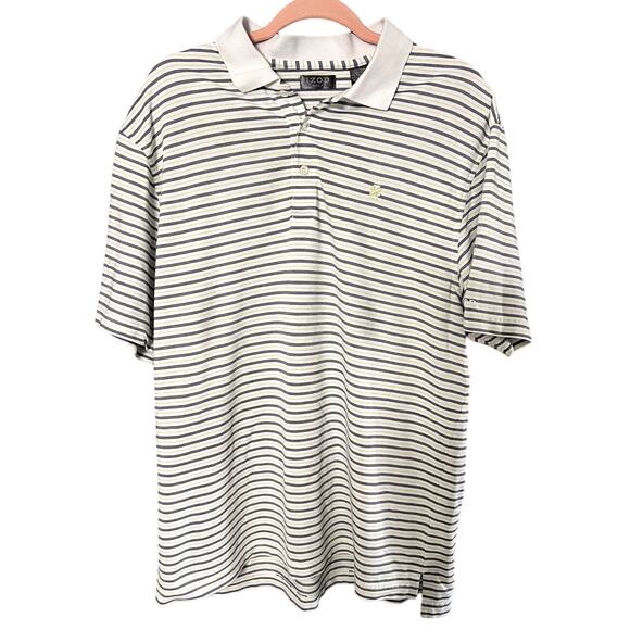 Izod Other - IZOD Mens Large Golf Polo Shirt White Black Stripes Short Sleeve cotton blend